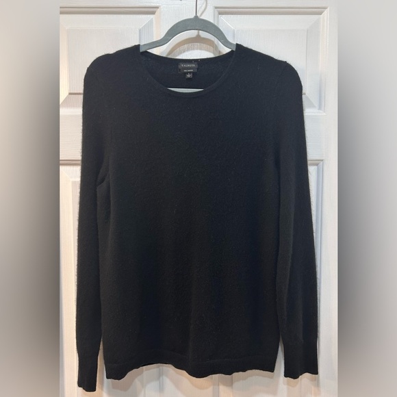 Talbots 100% Pure Cashmere Black Crew Neck Sweater Sz L Preppy Academia Holiday - Picture 1 of 8